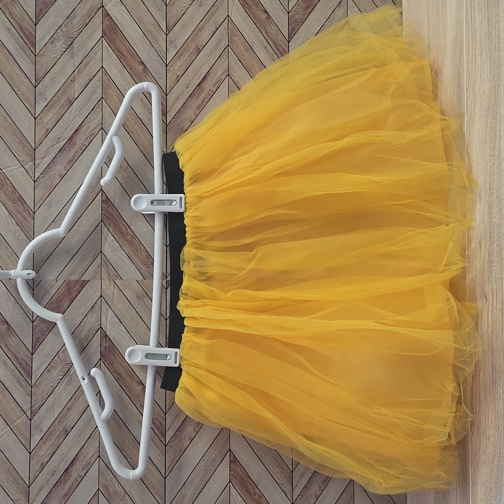 Girls Yellow Skirt Ballet Mesh Tutu Dance Halloween Costume Birthday Party 7-8Y